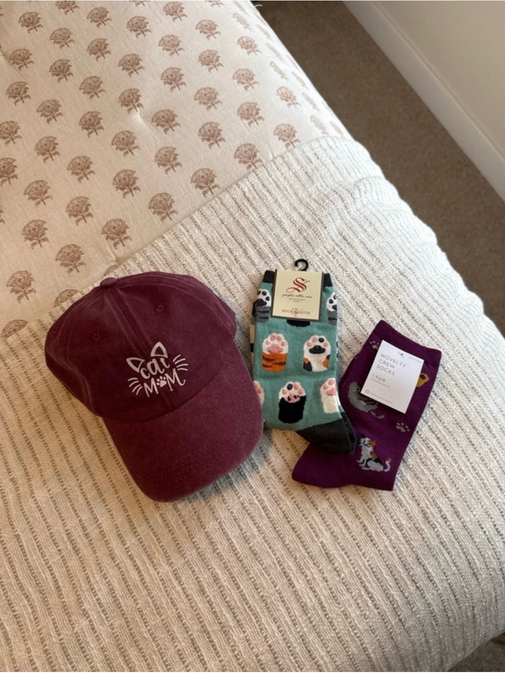 Cat Mom Cap and Novelty Socks Set